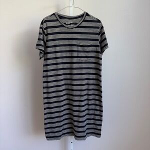 Pact Women's Striped Organic Cotton T-Shirt Dress Casual Comfy Medium